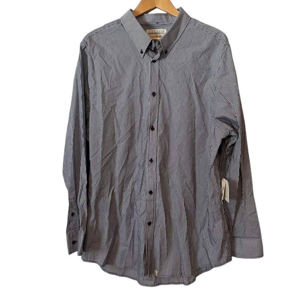 Five Four‎ Nick Wooster Larsen Navy and White Striped Button Down Shirt Size 2XL